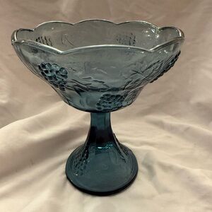 Indiana Glass Blue Pedestal Bowl